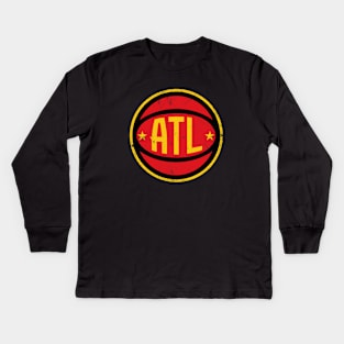 ATL Retro Ball - Black Kids Long Sleeve T-Shirt